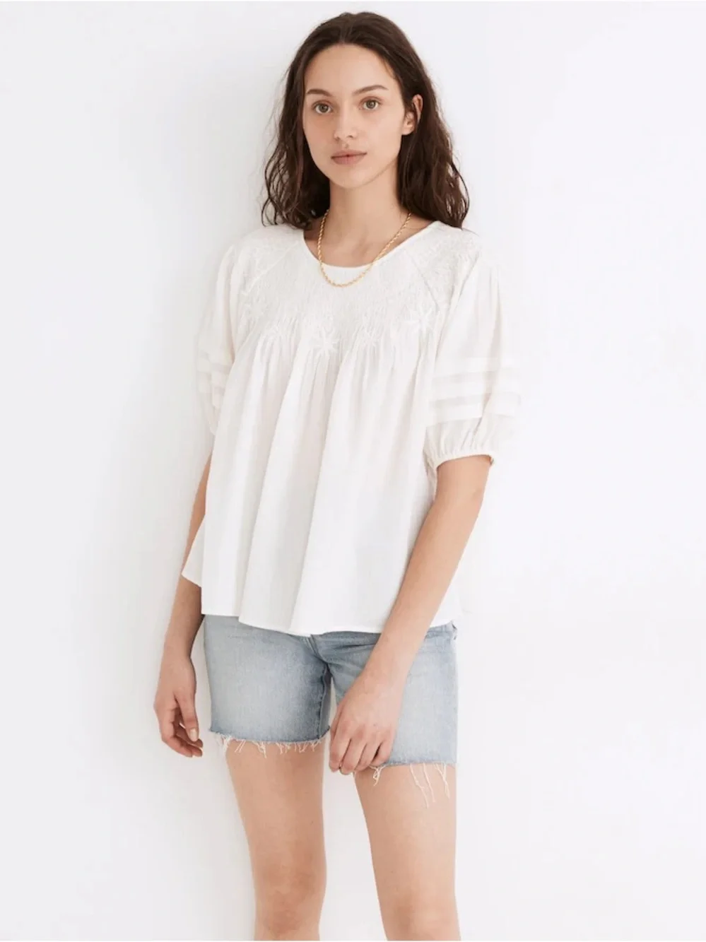 Madewell Embroidered Smock Top